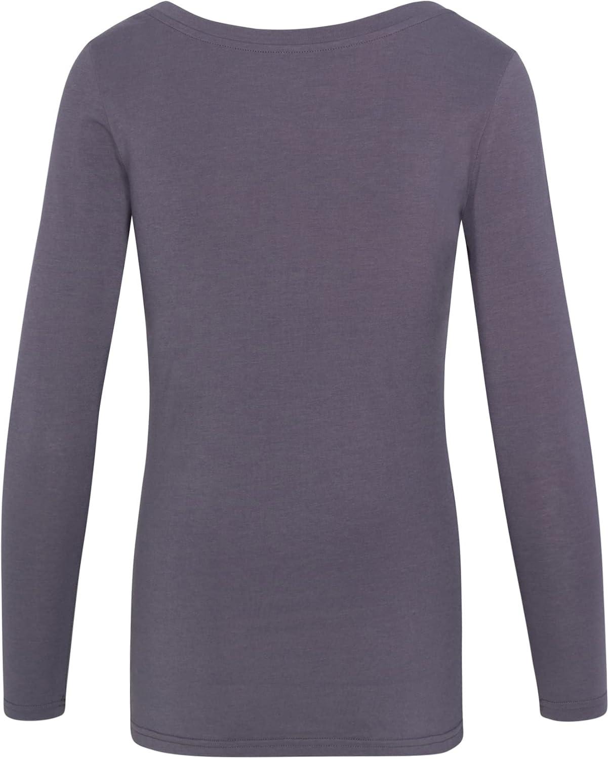 imageNatural Uniforms Womens Long Sleeve Extra Wide ScoopNeck TShirt Under ScrubCharcoal