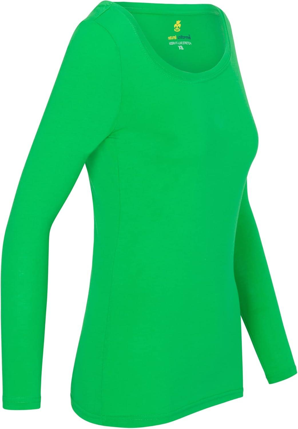 imageNatural Uniforms Womens Long Sleeve Extra Wide ScoopNeck TShirt Under ScrubGreen