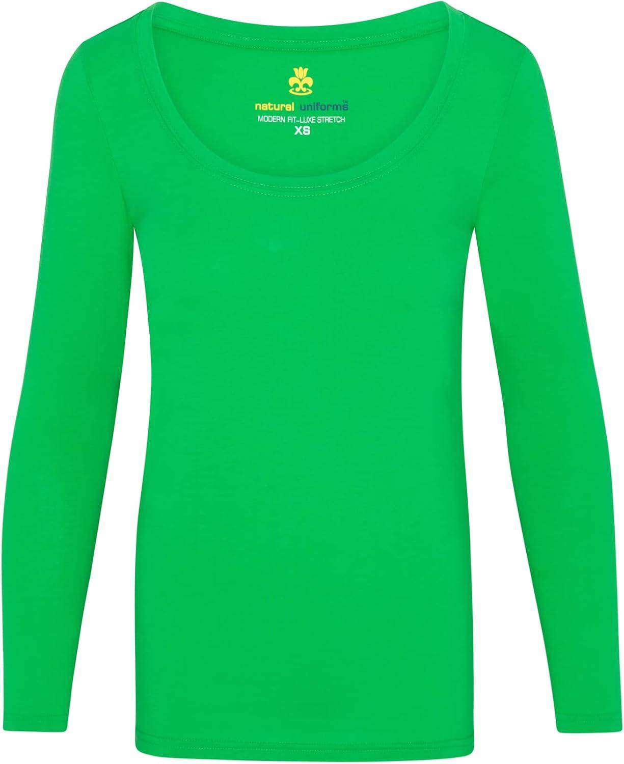 imageNatural Uniforms Womens Long Sleeve Extra Wide ScoopNeck TShirt Under ScrubGreen