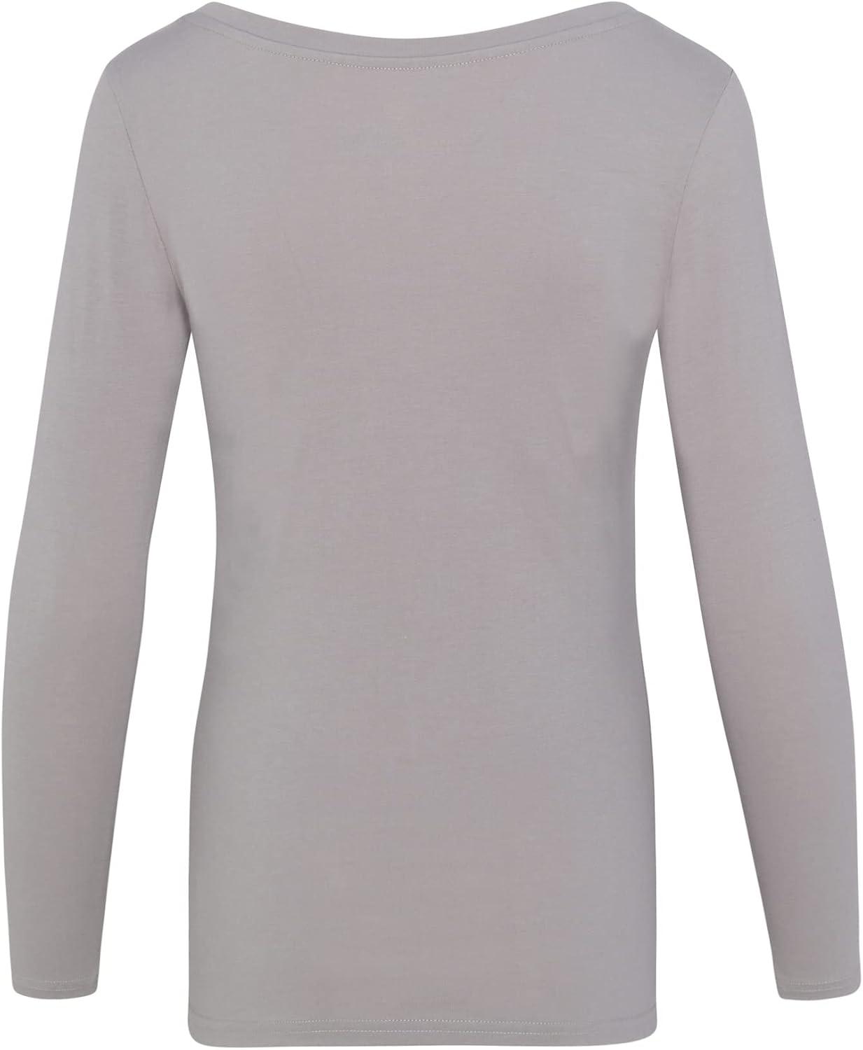 imageNatural Uniforms Womens Long Sleeve Extra Wide ScoopNeck TShirt Under ScrubGrey