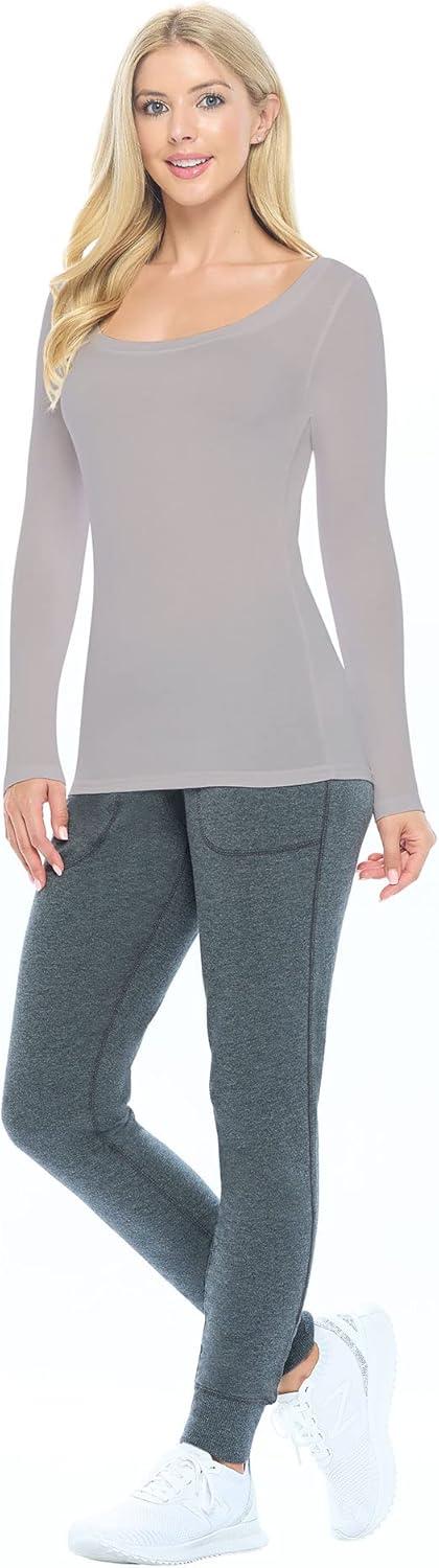 imageNatural Uniforms Womens Long Sleeve Extra Wide ScoopNeck TShirt Under ScrubGrey