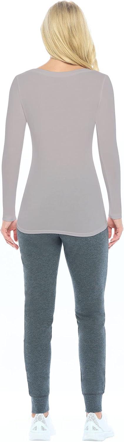 imageNatural Uniforms Womens Long Sleeve Extra Wide ScoopNeck TShirt Under ScrubGrey