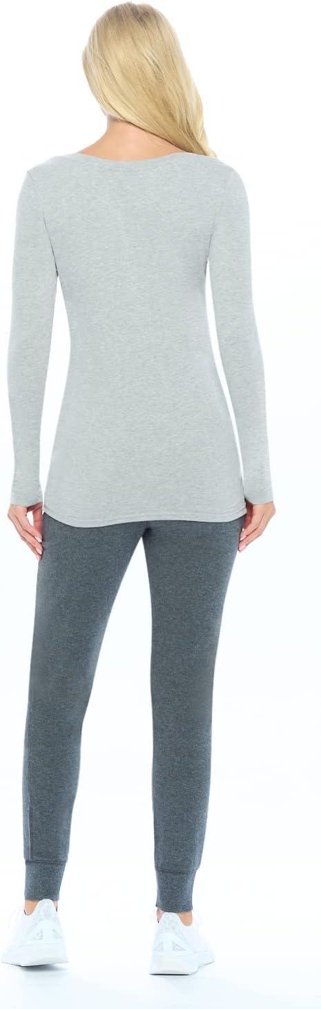 imageNatural Uniforms Womens Long Sleeve Extra Wide ScoopNeck TShirt Under ScrubHeather Charcoal