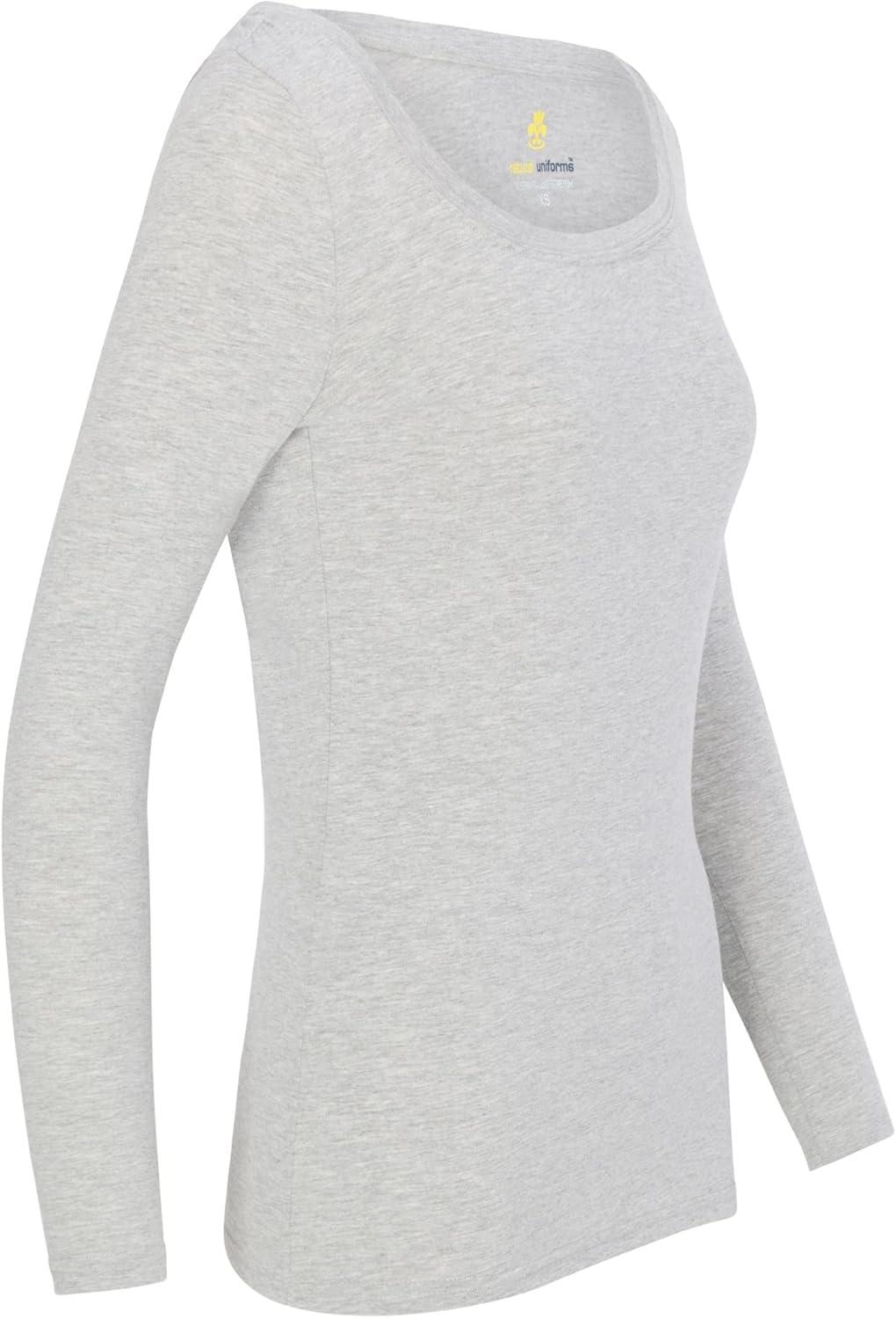 imageNatural Uniforms Womens Long Sleeve Extra Wide ScoopNeck TShirt Under ScrubHeather Charcoal