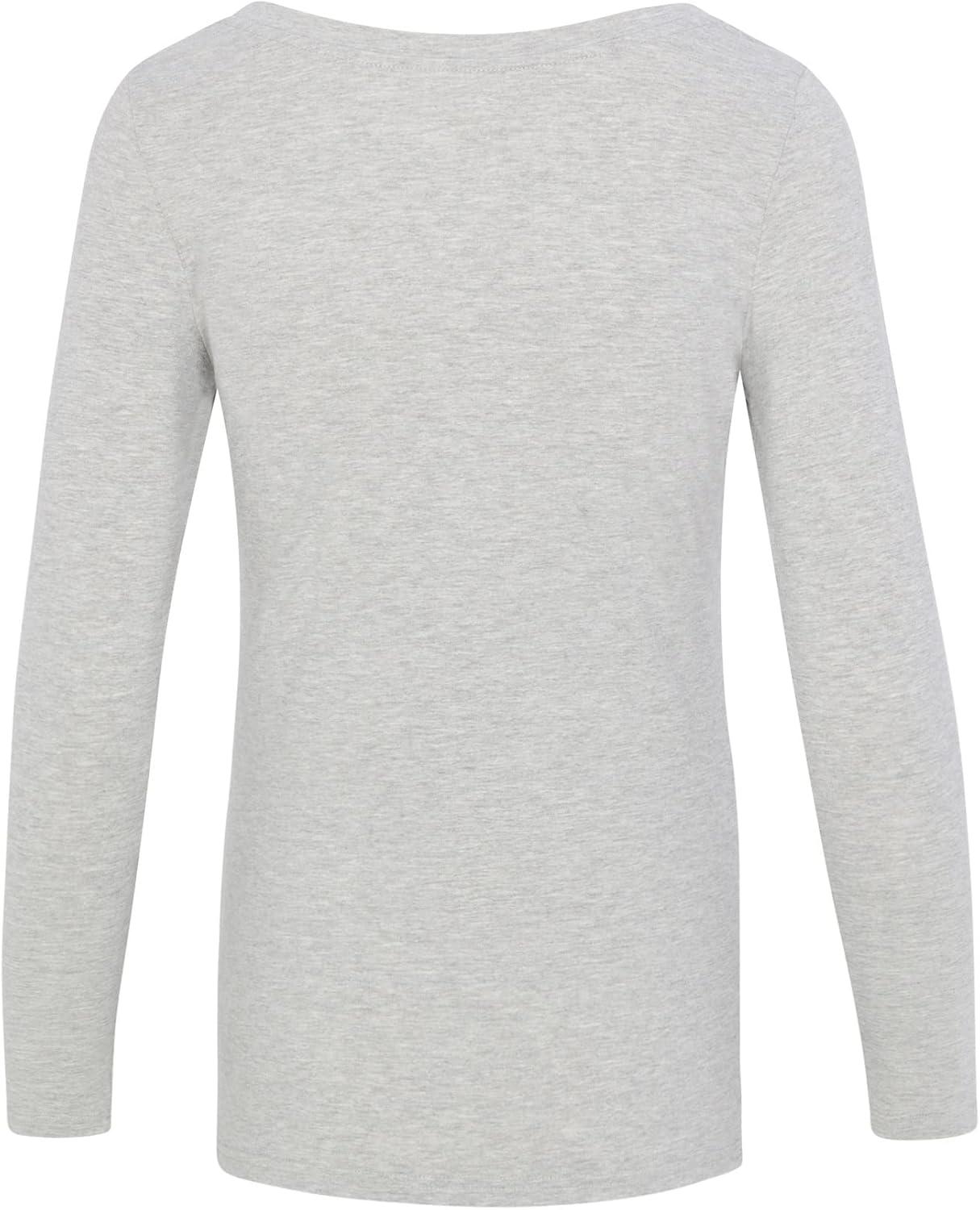 imageNatural Uniforms Womens Long Sleeve Extra Wide ScoopNeck TShirt Under ScrubHeather Charcoal