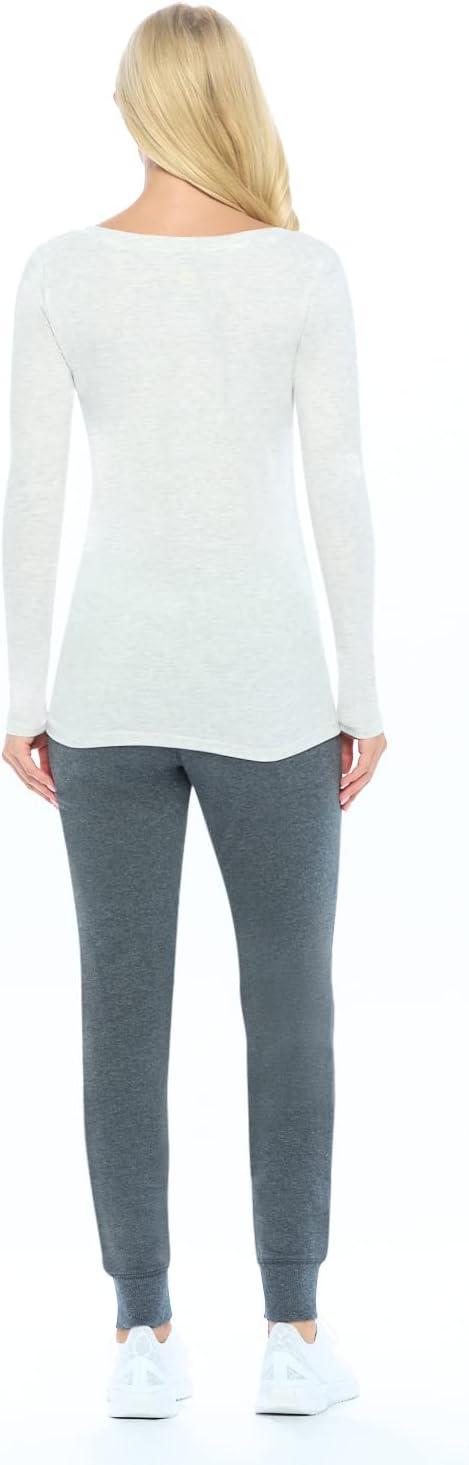 imageNatural Uniforms Womens Long Sleeve Extra Wide ScoopNeck TShirt Under ScrubHeather Grey