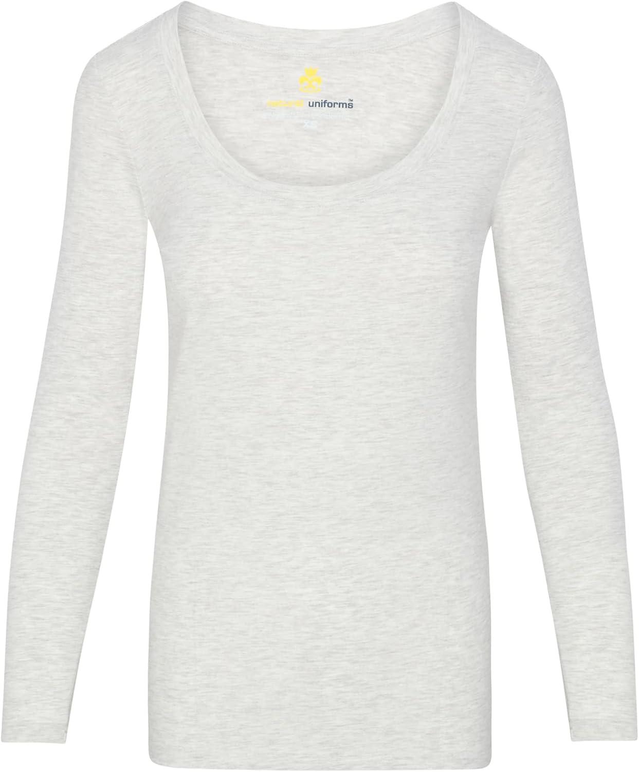 imageNatural Uniforms Womens Long Sleeve Extra Wide ScoopNeck TShirt Under ScrubHeather Grey