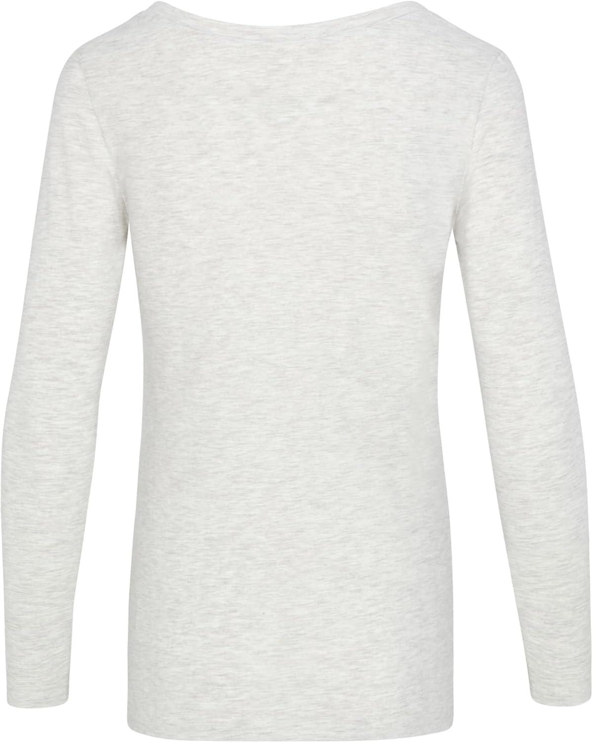 imageNatural Uniforms Womens Long Sleeve Extra Wide ScoopNeck TShirt Under ScrubHeather Grey