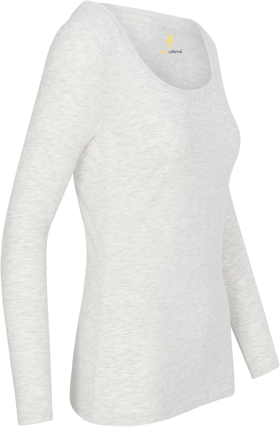 imageNatural Uniforms Womens Long Sleeve Extra Wide ScoopNeck TShirt Under ScrubHeather Grey