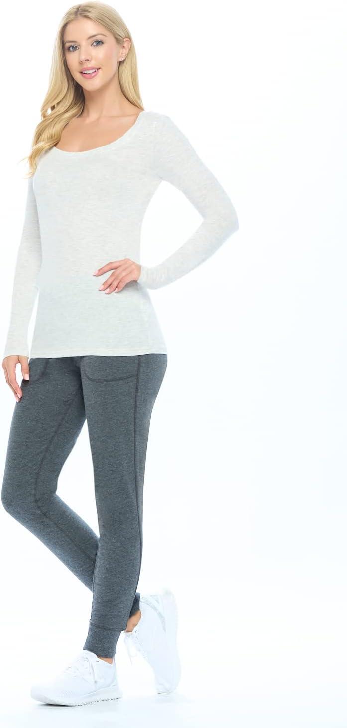 imageNatural Uniforms Womens Long Sleeve Extra Wide ScoopNeck TShirt Under ScrubHeather Grey