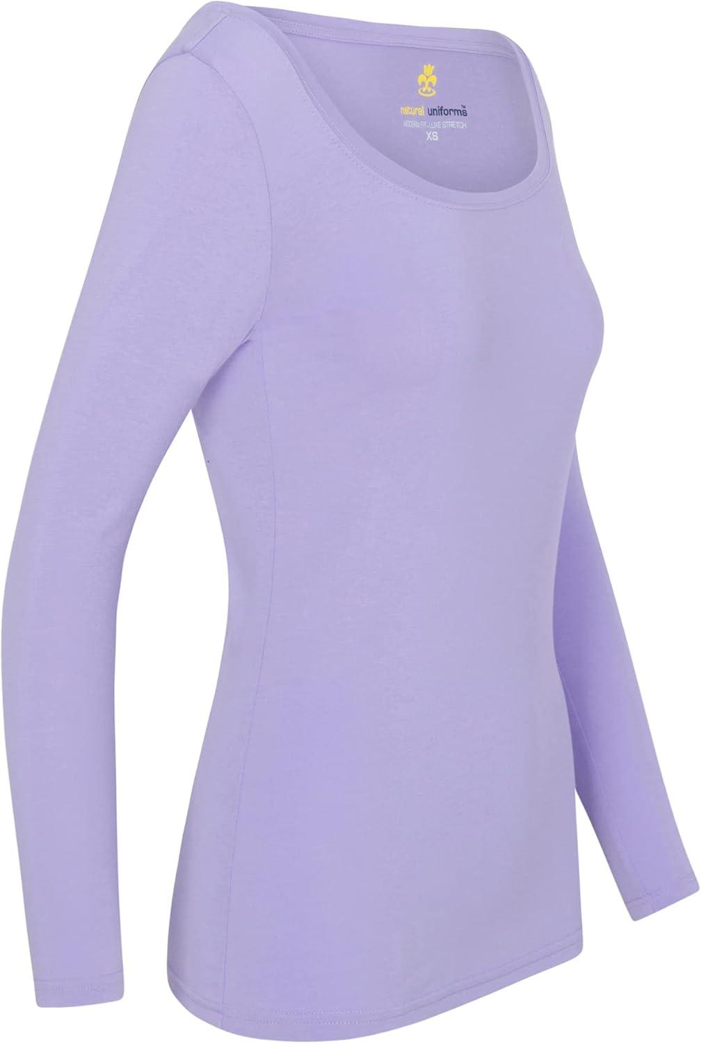 imageNatural Uniforms Womens Long Sleeve Extra Wide ScoopNeck TShirt Under ScrubLavender