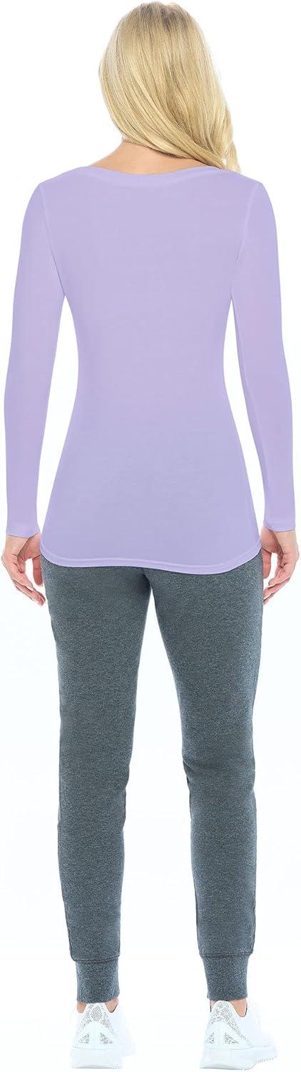 imageNatural Uniforms Womens Long Sleeve Extra Wide ScoopNeck TShirt Under ScrubLavender