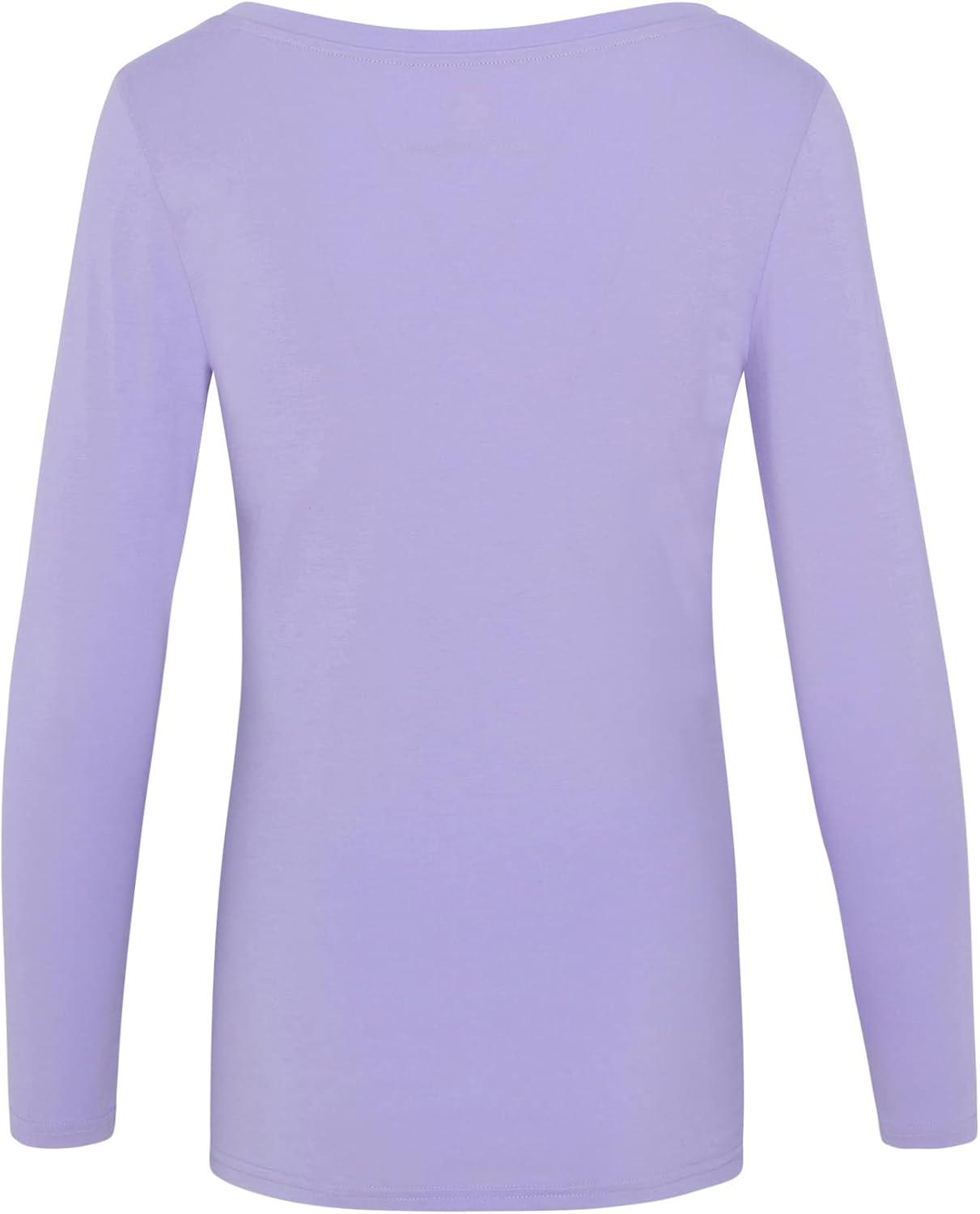 imageNatural Uniforms Womens Long Sleeve Extra Wide ScoopNeck TShirt Under ScrubLavender