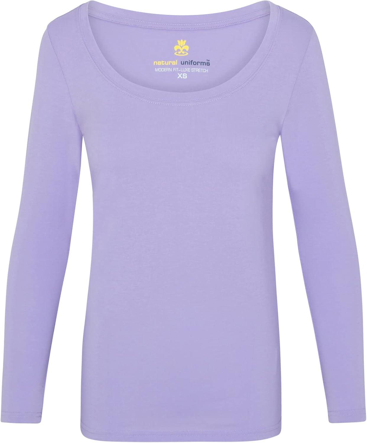 imageNatural Uniforms Womens Long Sleeve Extra Wide ScoopNeck TShirt Under ScrubLavender