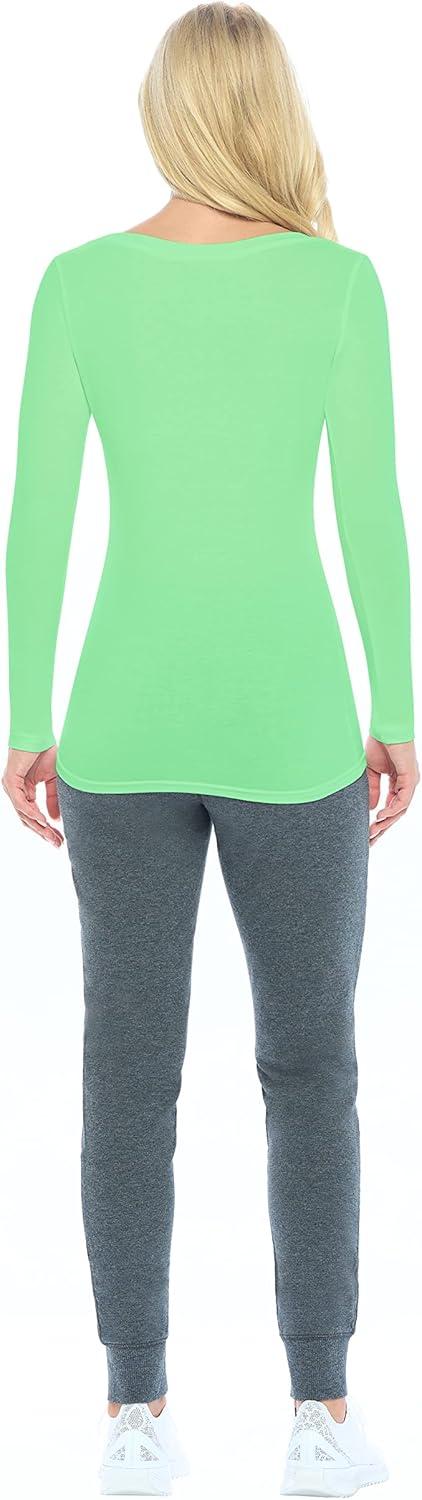 imageNatural Uniforms Womens Long Sleeve Extra Wide ScoopNeck TShirt Under ScrubLight Green