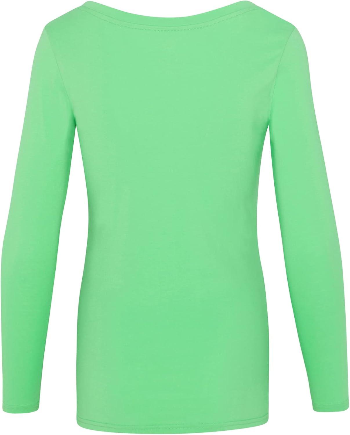 imageNatural Uniforms Womens Long Sleeve Extra Wide ScoopNeck TShirt Under ScrubLight Green