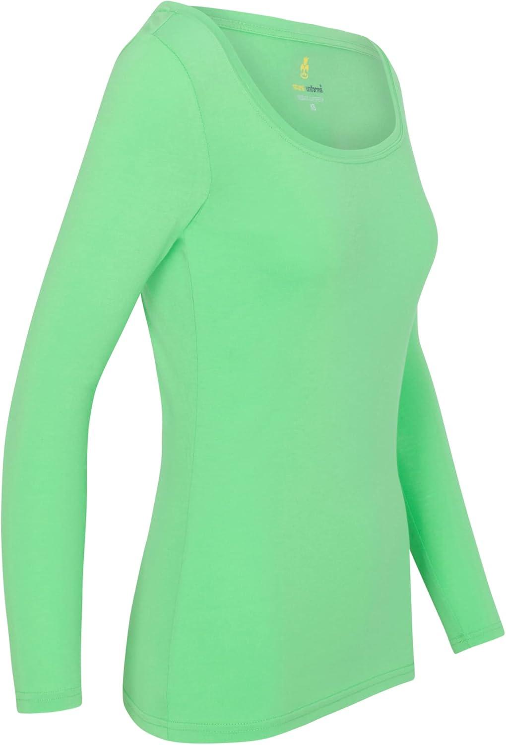imageNatural Uniforms Womens Long Sleeve Extra Wide ScoopNeck TShirt Under ScrubLight Green