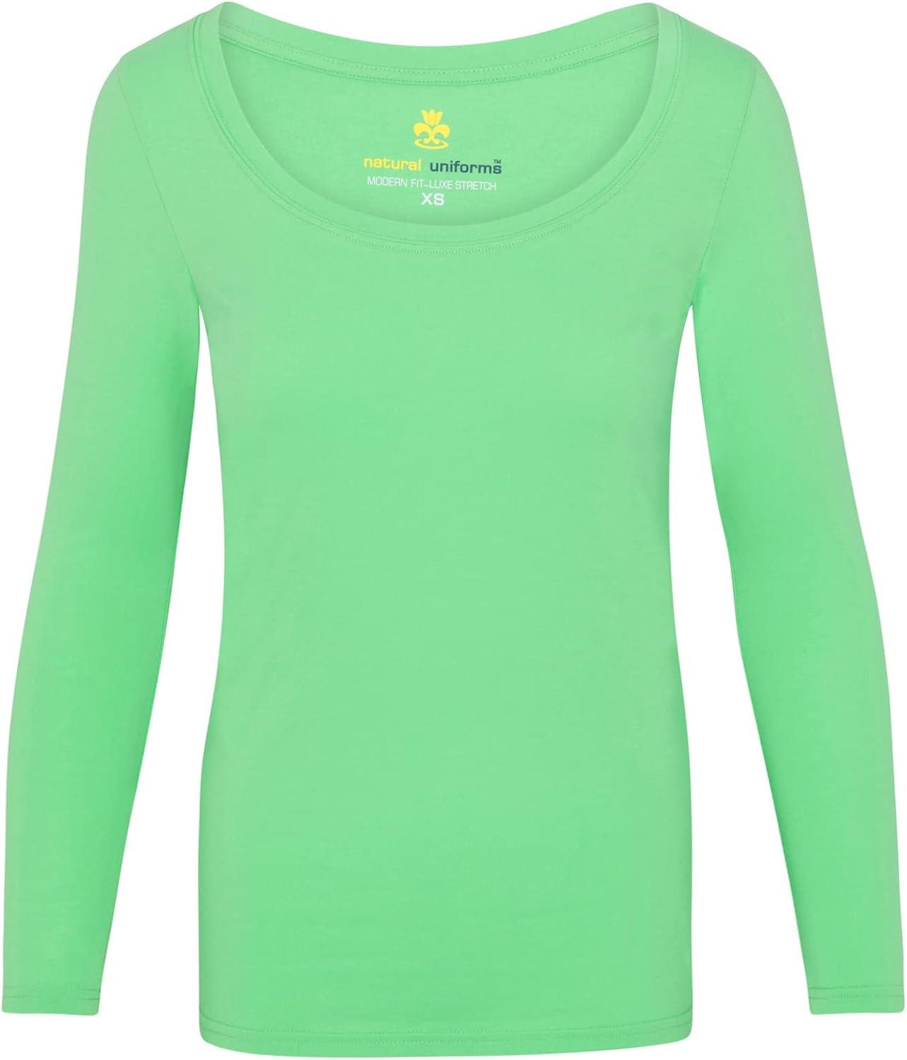 imageNatural Uniforms Womens Long Sleeve Extra Wide ScoopNeck TShirt Under ScrubLight Green