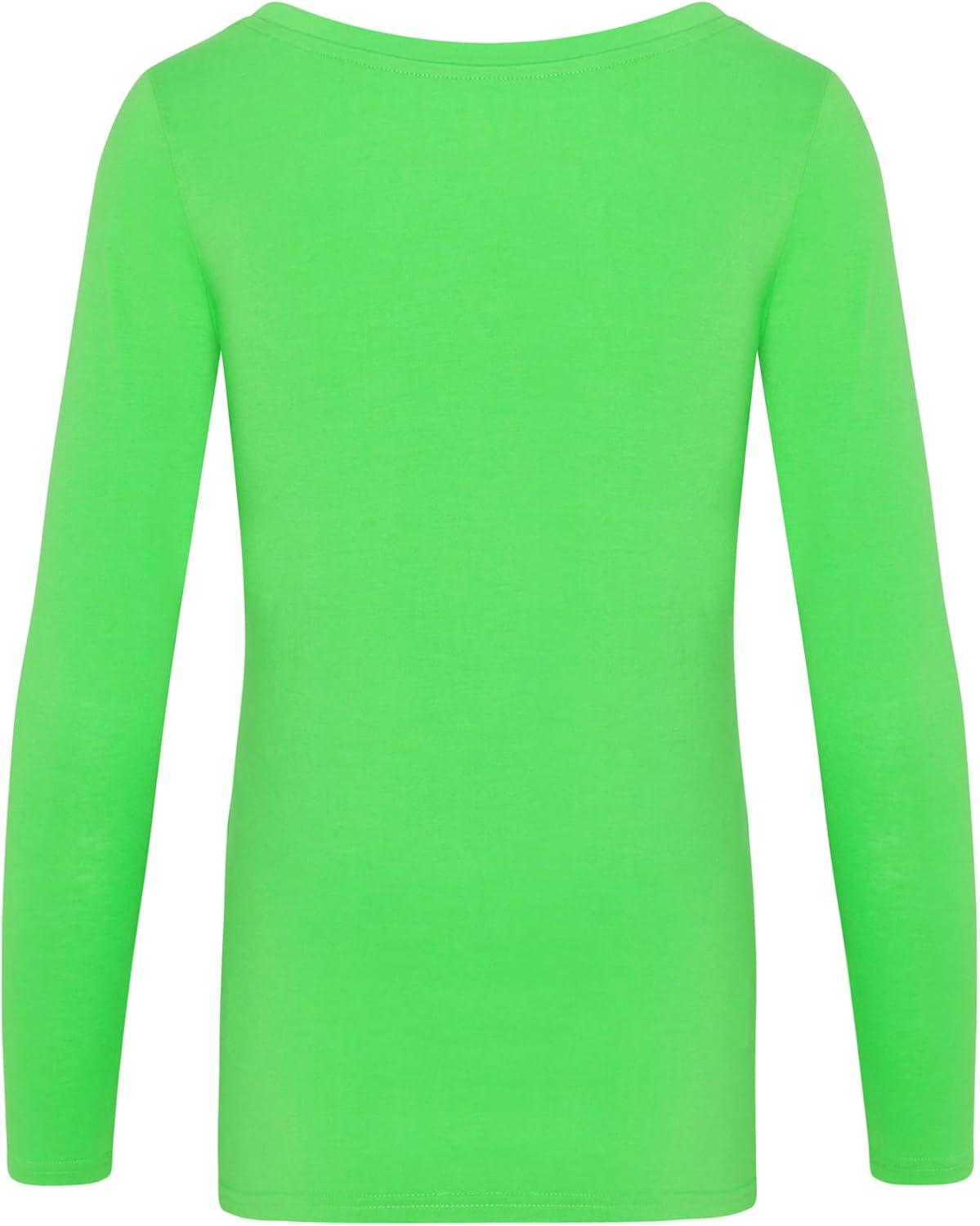 imageNatural Uniforms Womens Long Sleeve Extra Wide ScoopNeck TShirt Under ScrubLime Green