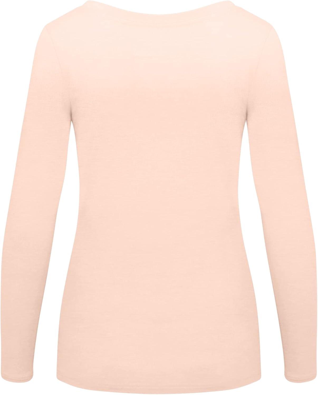 imageNatural Uniforms Womens Long Sleeve Extra Wide ScoopNeck TShirt Under ScrubNude