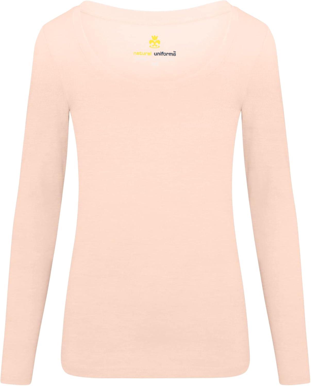 imageNatural Uniforms Womens Long Sleeve Extra Wide ScoopNeck TShirt Under ScrubNude