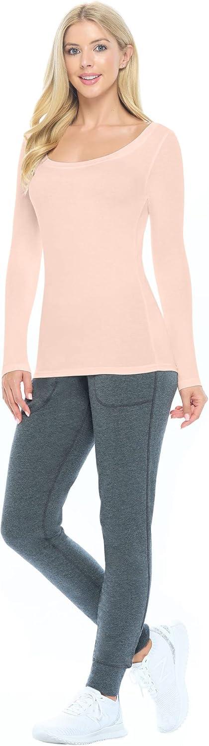 imageNatural Uniforms Womens Long Sleeve Extra Wide ScoopNeck TShirt Under ScrubNude
