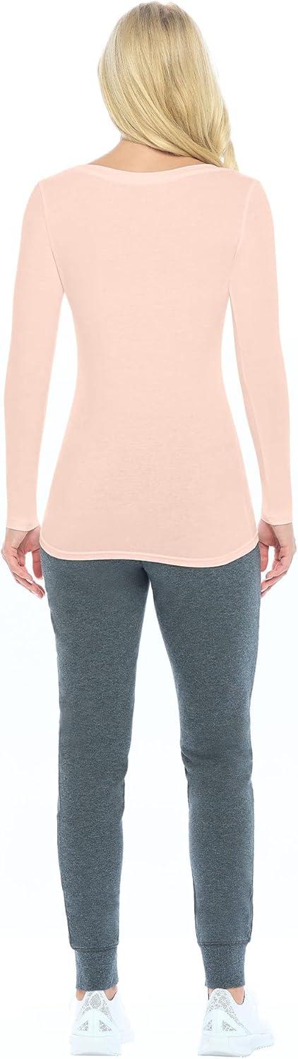 imageNatural Uniforms Womens Long Sleeve Extra Wide ScoopNeck TShirt Under ScrubNude