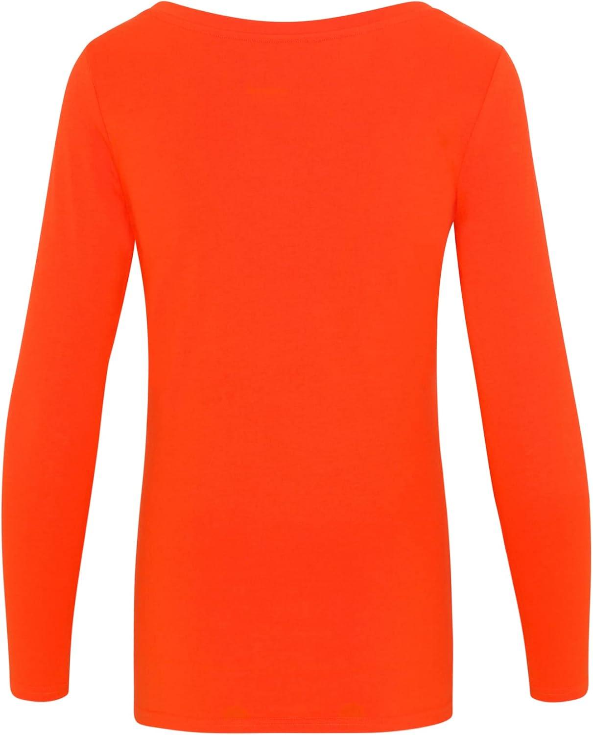 imageNatural Uniforms Womens Long Sleeve Extra Wide ScoopNeck TShirt Under ScrubOrange