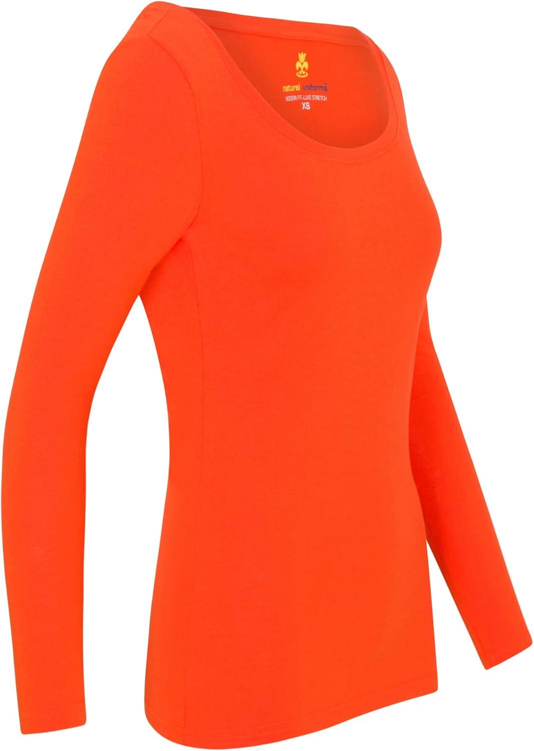 imageNatural Uniforms Womens Long Sleeve Extra Wide ScoopNeck TShirt Under ScrubOrange