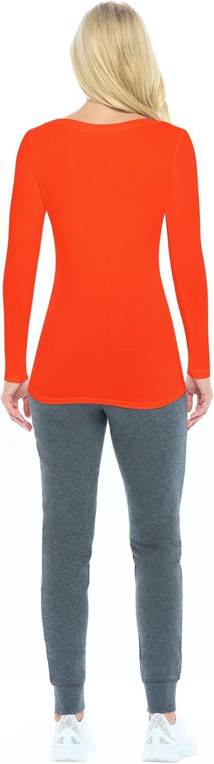 imageNatural Uniforms Womens Long Sleeve Extra Wide ScoopNeck TShirt Under ScrubOrange
