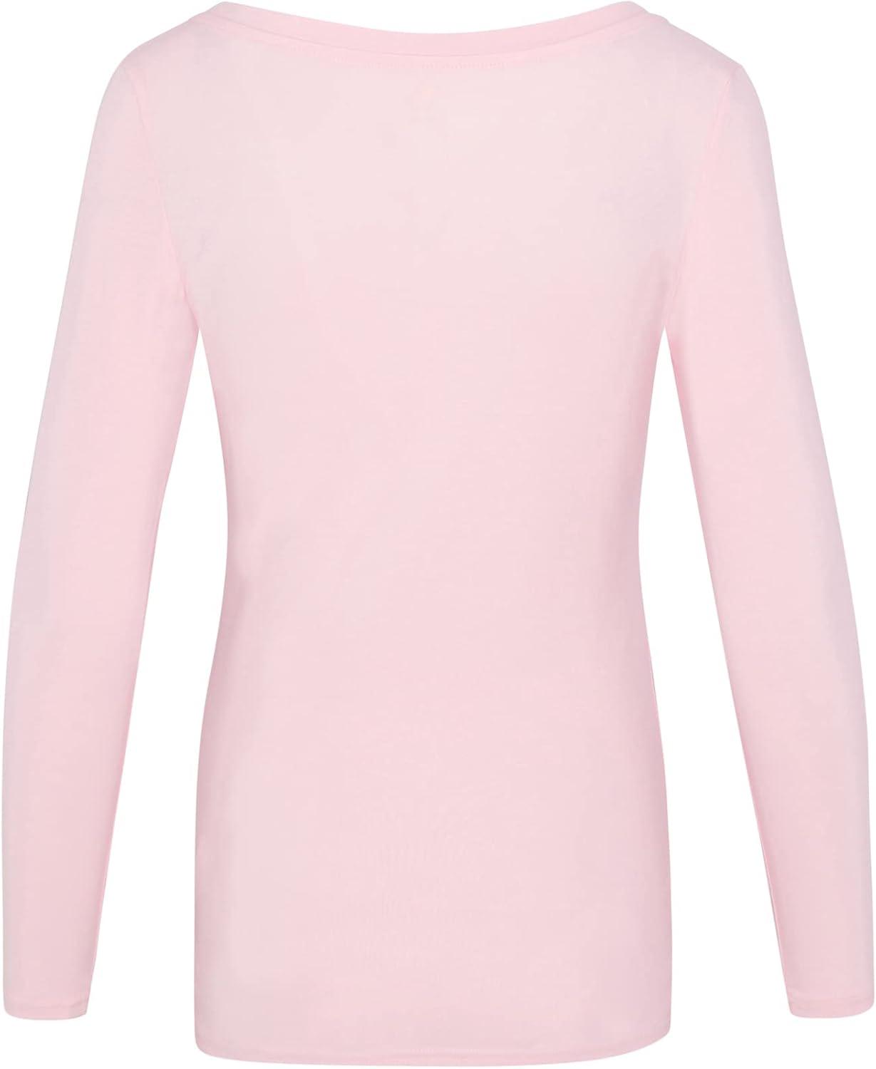 imageNatural Uniforms Womens Long Sleeve Extra Wide ScoopNeck TShirt Under ScrubPink