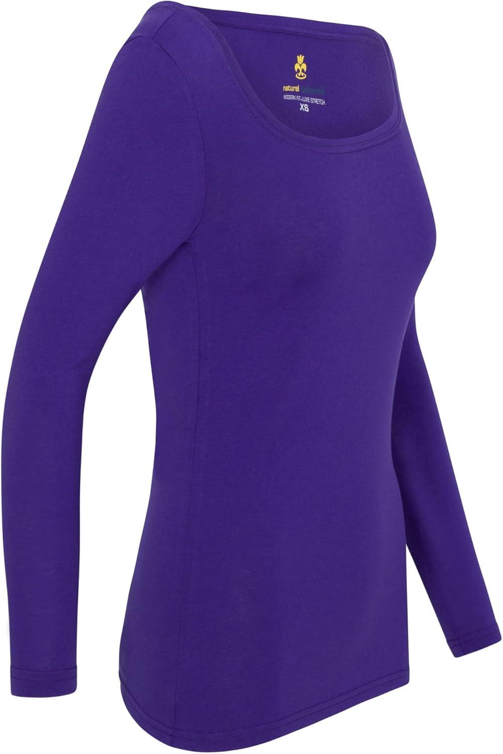 imageNatural Uniforms Womens Long Sleeve Extra Wide ScoopNeck TShirt Under ScrubPurple