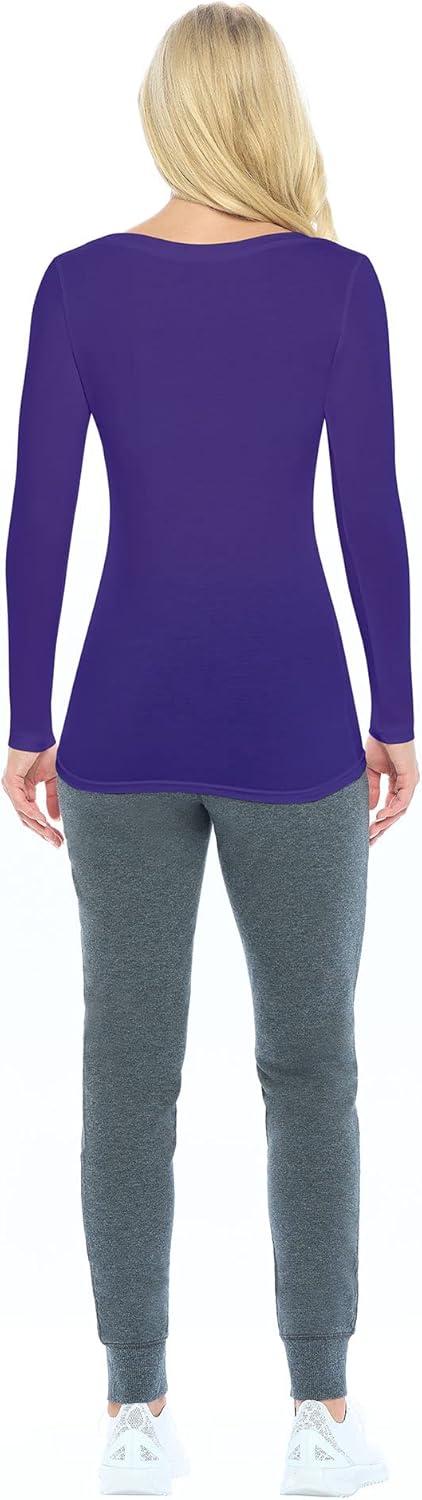 imageNatural Uniforms Womens Long Sleeve Extra Wide ScoopNeck TShirt Under ScrubPurple