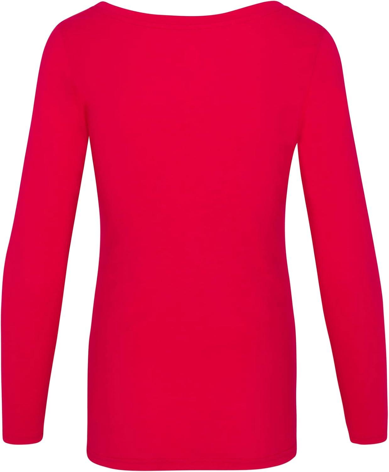 imageNatural Uniforms Womens Long Sleeve Extra Wide ScoopNeck TShirt Under ScrubRed