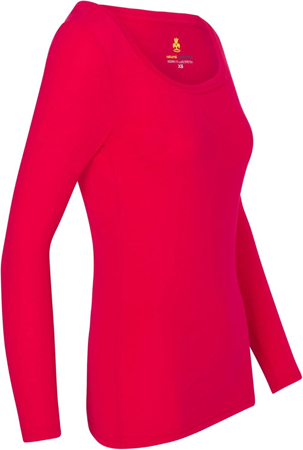 imageNatural Uniforms Womens Long Sleeve Extra Wide ScoopNeck TShirt Under ScrubRed