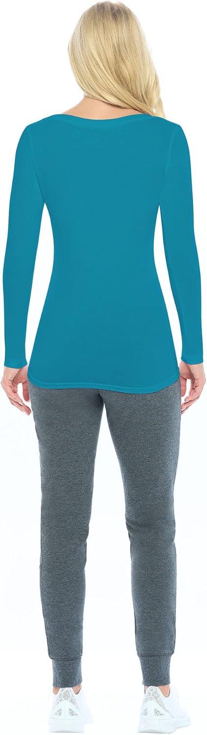 imageNatural Uniforms Womens Long Sleeve Extra Wide ScoopNeck TShirt Under ScrubTeal