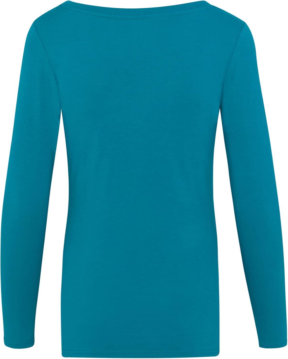 imageNatural Uniforms Womens Long Sleeve Extra Wide ScoopNeck TShirt Under ScrubTeal