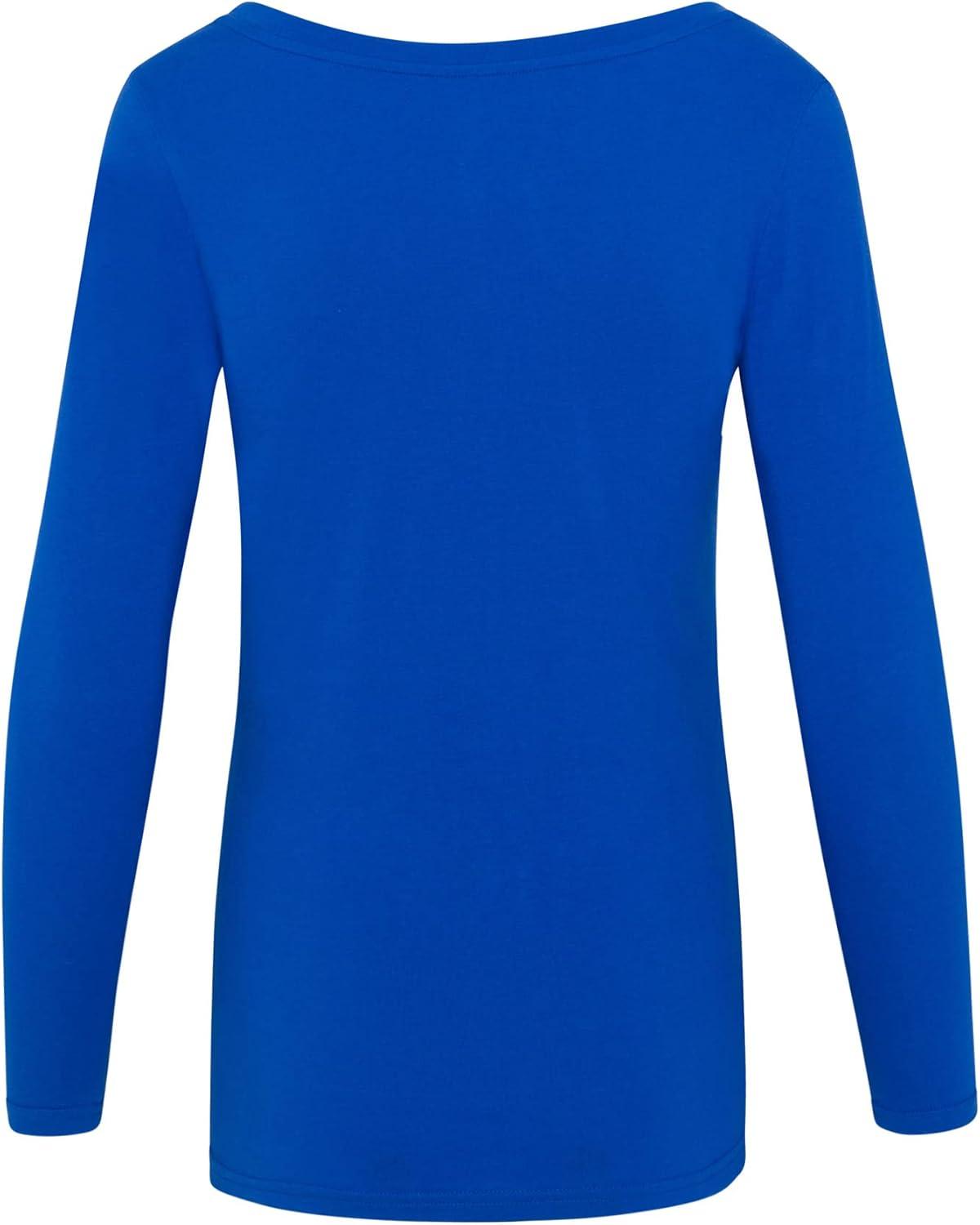 imageNatural Uniforms Womens Long Sleeve Extra Wide ScoopNeck TShirt Under ScrubTrue Royal Blue