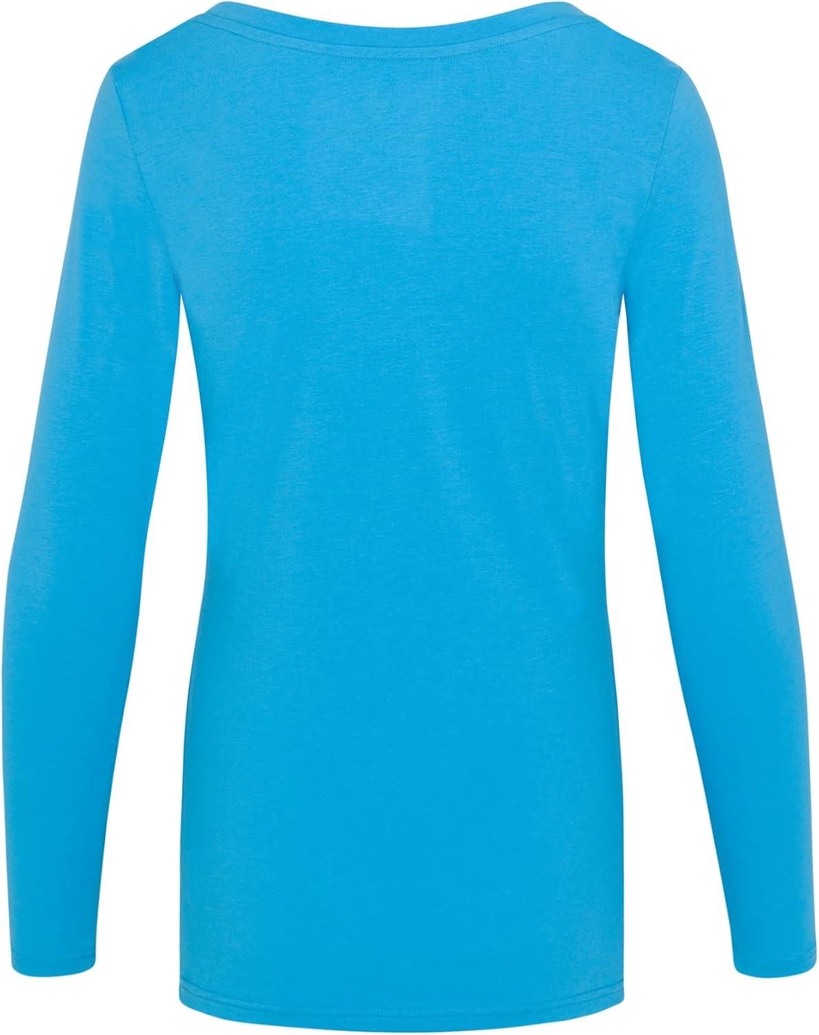 imageNatural Uniforms Womens Long Sleeve Extra Wide ScoopNeck TShirt Under ScrubWater Blue
