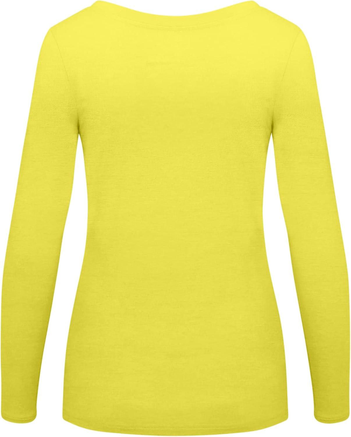 imageNatural Uniforms Womens Long Sleeve Extra Wide ScoopNeck TShirt Under ScrubYellow