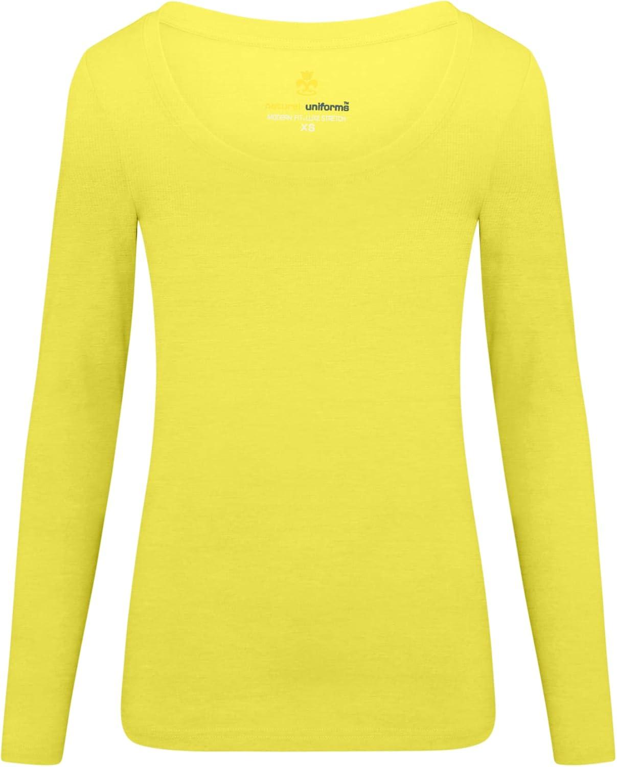 imageNatural Uniforms Womens Long Sleeve Extra Wide ScoopNeck TShirt Under ScrubYellow