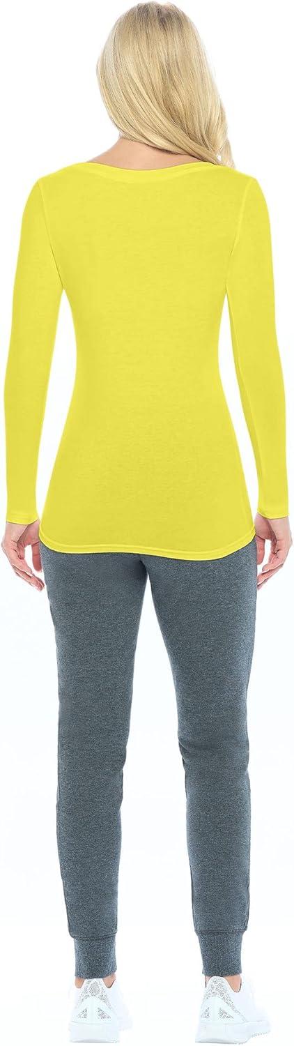 imageNatural Uniforms Womens Long Sleeve Extra Wide ScoopNeck TShirt Under ScrubYellow
