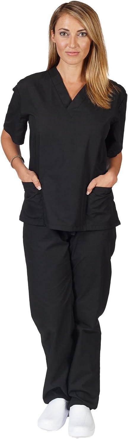 imageNatural Uniforms Womens Scrub Set Medical Scrub Tops and Pants Pack of 6 SetBlack
