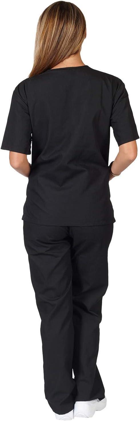 imageNatural Uniforms Womens Scrub Set Medical Scrub Tops and Pants Pack of 6 SetBlack
