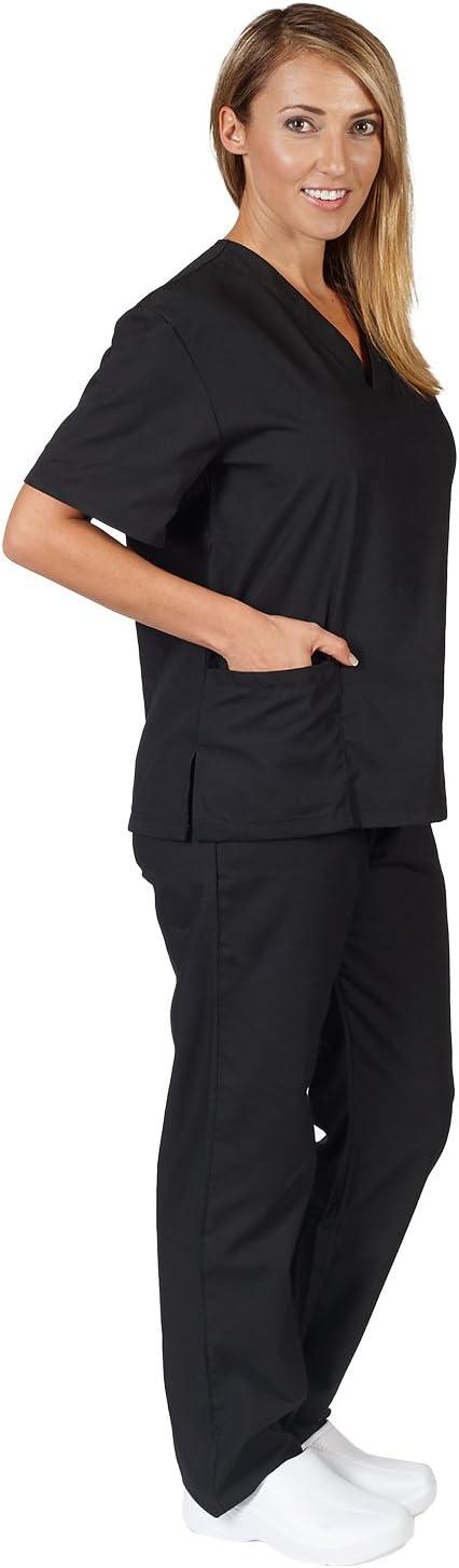 imageNatural Uniforms Womens Scrub Set Medical Scrub Tops and Pants Pack of 6 SetBlack