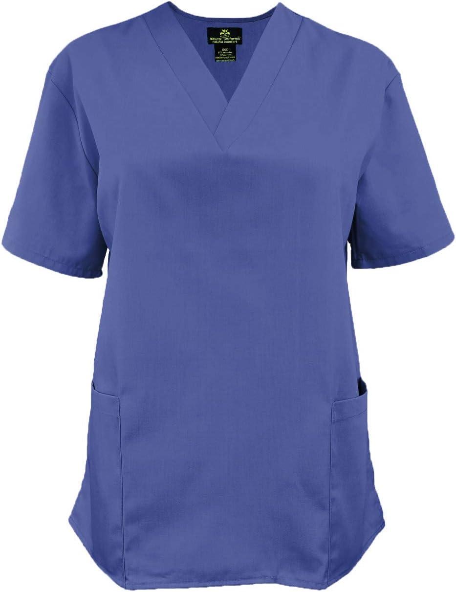 imageNatural Uniforms Womens Scrub Set Medical Scrub Tops and Pants Pack of 6 SetCeil Blue