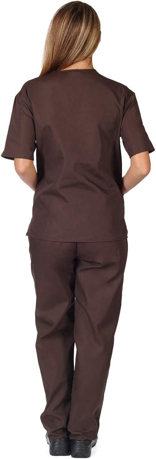 imageNatural Uniforms Womens Scrub Set Medical Scrub Tops and Pants Pack of 6 SetChocolate