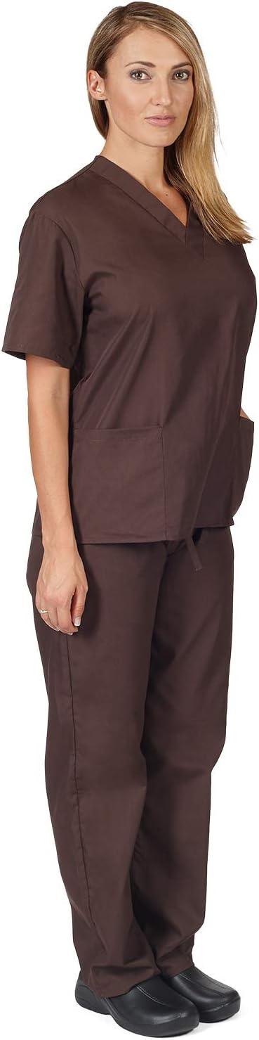 imageNatural Uniforms Womens Scrub Set Medical Scrub Tops and Pants Pack of 6 SetChocolate