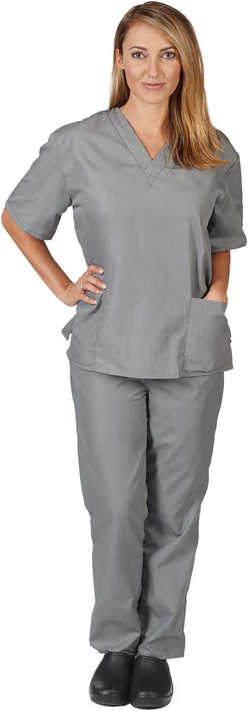 imageNatural Uniforms Womens Scrub Set Medical Scrub Tops and Pants Pack of 6 SetGrey