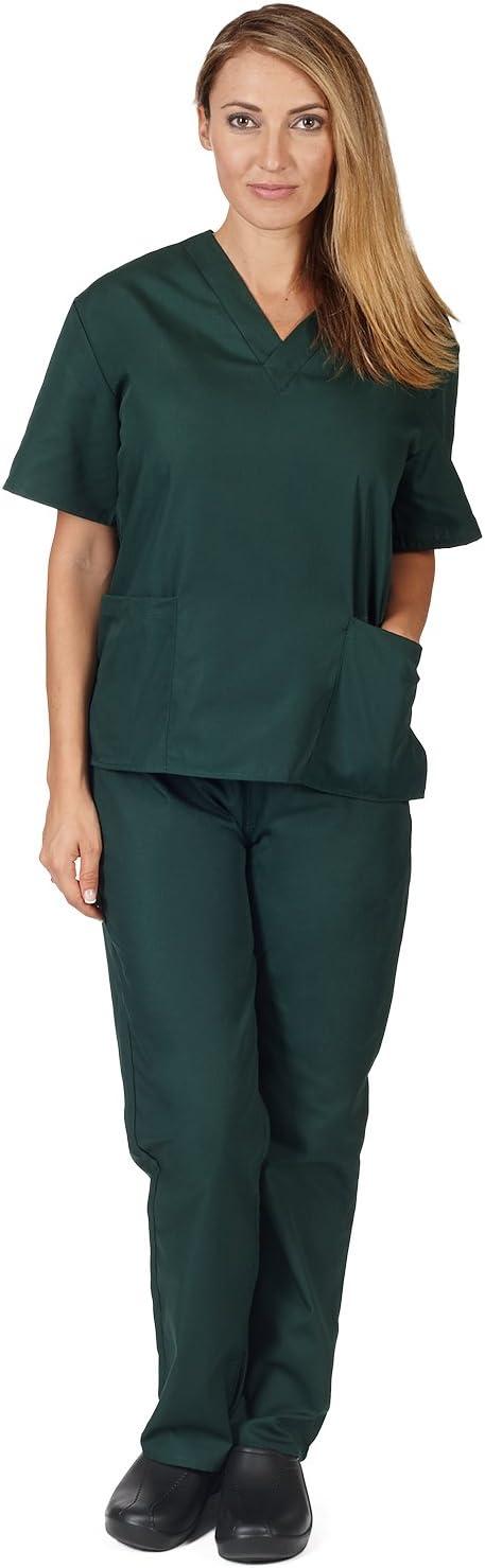 imageNatural Uniforms Womens Scrub Set Medical Scrub Tops and Pants Pack of 6 SetHunter Green